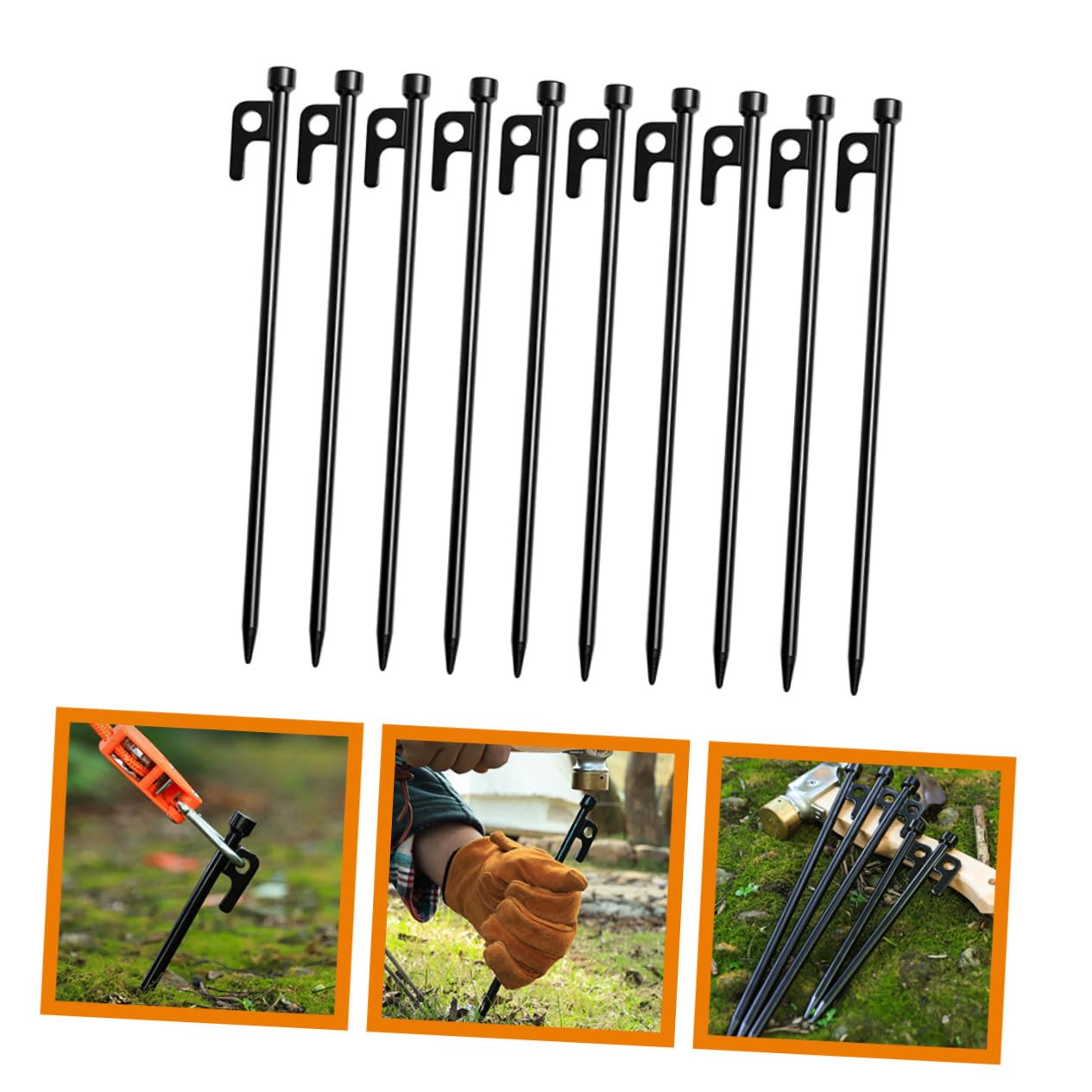 Hemobllo 10 Piezas Clavos Prueba De Viento Fijaciones De Carpas Estacas De Metal Estacas para Carpas Artículos para Acampar para Camping Exteriores