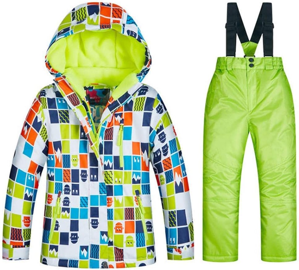 GS SNOWINGBoy's Ski Jackets and Pants Set Insulated Waterproof Windproof Snowsuit Winter Warm Hooded Coat