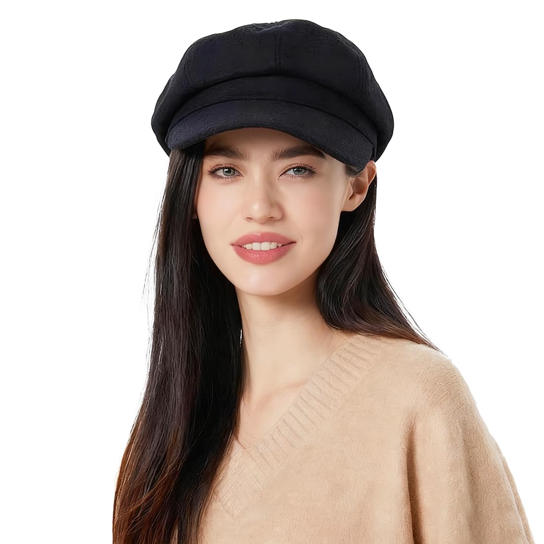 Berretto Donna In Pelle PU – Cappello Francese Ottagonale Con Visiera, Ecopelle Newsboy Unisess, Taglia Unica Regolabile, Autunno Inverno