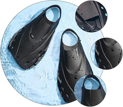 Miniatura 9 de Cabilock Aletas de natación ajustables para adultos, aletas cortas de entrenamiento de esnórquel con funda ergonómica para pies, cómodo material TPR
