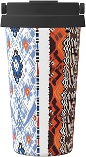 Insulated Coffee Tumbler 16oz Ethnic Style Graphic Travel Mug Stainless Steel Coffee Cups with Lids