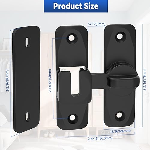 Miniatura 5 de Cerraduras y pestillos para puerta de granero de 90180 grados, cierre de puerta corredera de aluminio de seguridad, cerraduras pequeñas para