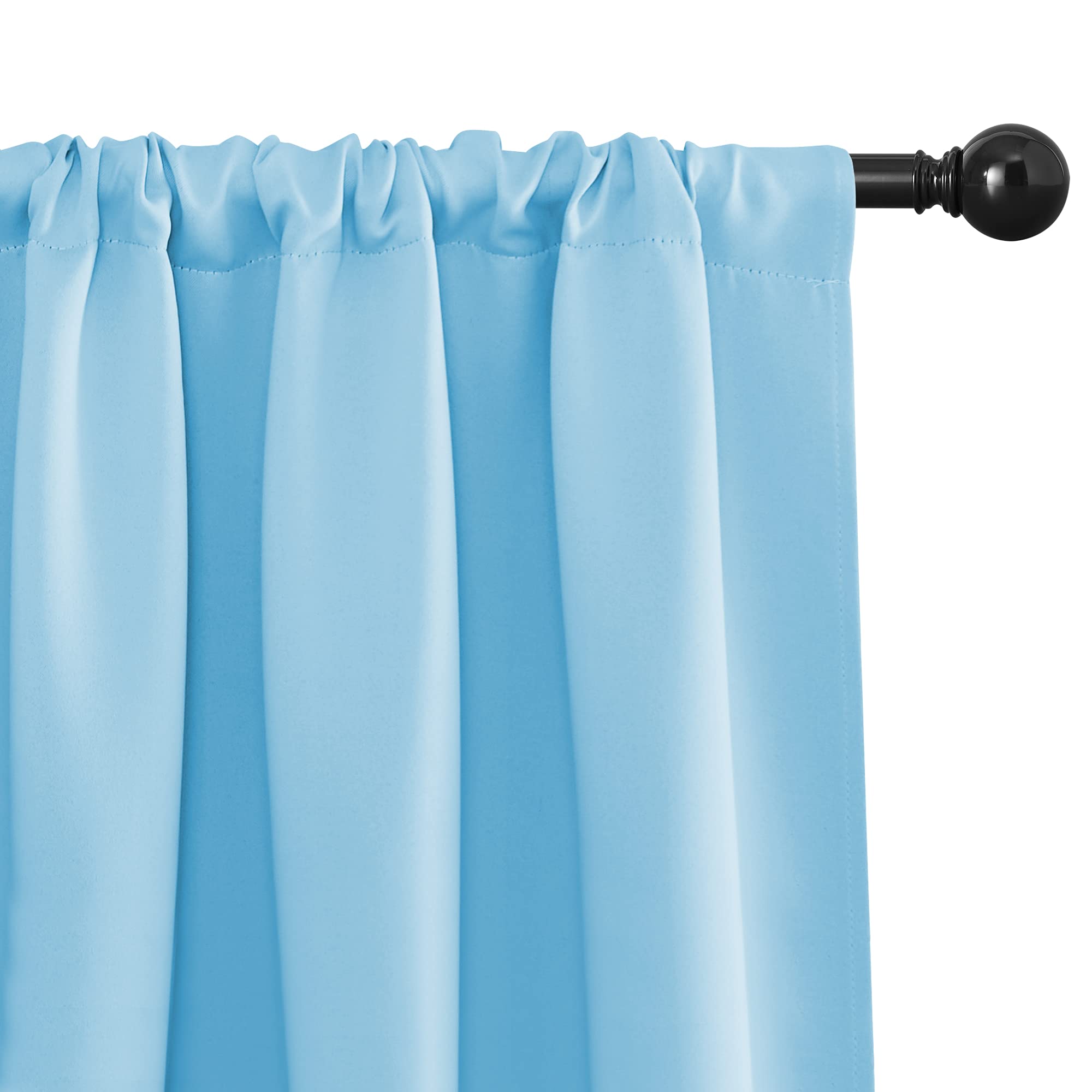 NICETOWN 2 Panels Blackout Curtains 42 x 45 in Blue with Single Curtain Rod 48-86 inch