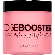 Style Factor EDGE BOOSTER Styling Gel | Strong Hold | Alcohol-Free Hair Gel with Camellia Sinensis Seed Oil for Curly, Wavy & Sleek Styles | Frizz Control and Flexible Hold, Sweet Peach 16.9oz