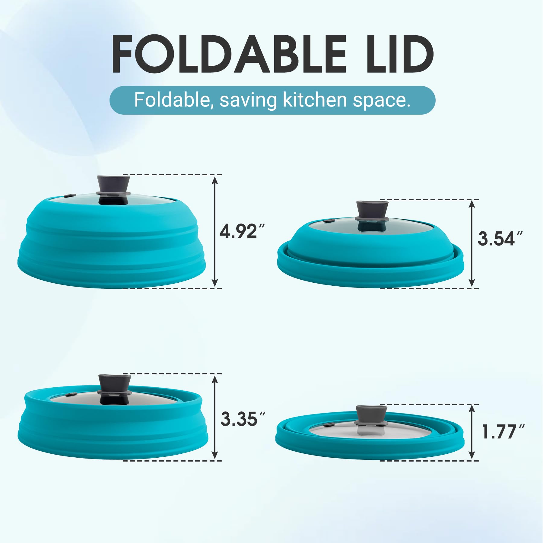 Microwave Splatter Cover for Food Collapsible Glass Microwave Cover Silicone Splatter Guard Dishwasher Safe Splatter Lid for Plates, Bowls, Pots & Stovetop Cooking 10.8