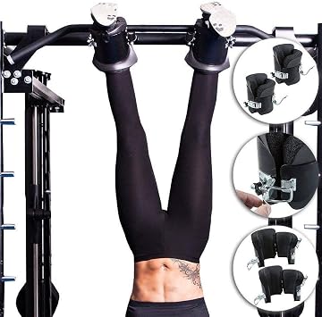 Gravity Boots Inversion Fitness Exerciser with Solid Steel Frame - Handstand Boots Sit Up Bar Hooks for Core Strengthening Workout Back Pain Relief and Abdominal Crunches
