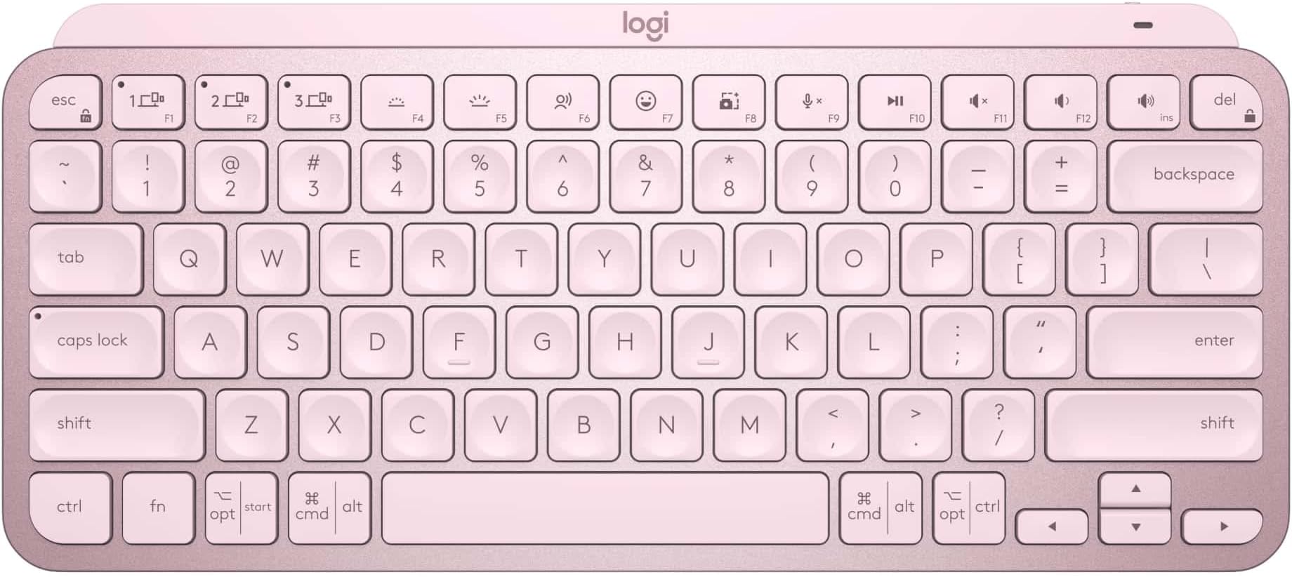 Logitech MX Keys Mini Minimalist Wireless Illuminated Keyboard, Compact, Bluetooth, Backlit, USB-C, Compatible with Apple macOS, iOS, Windows, Linux, Android, Metal Build - Rose
