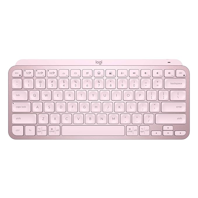 Logitech MX Keys Mini Minimalist Wireless Illuminated Keyboard with Free Adobe Subscription, Compact, Bluetooth, Backlit, USB-C, Metal Build-Rose