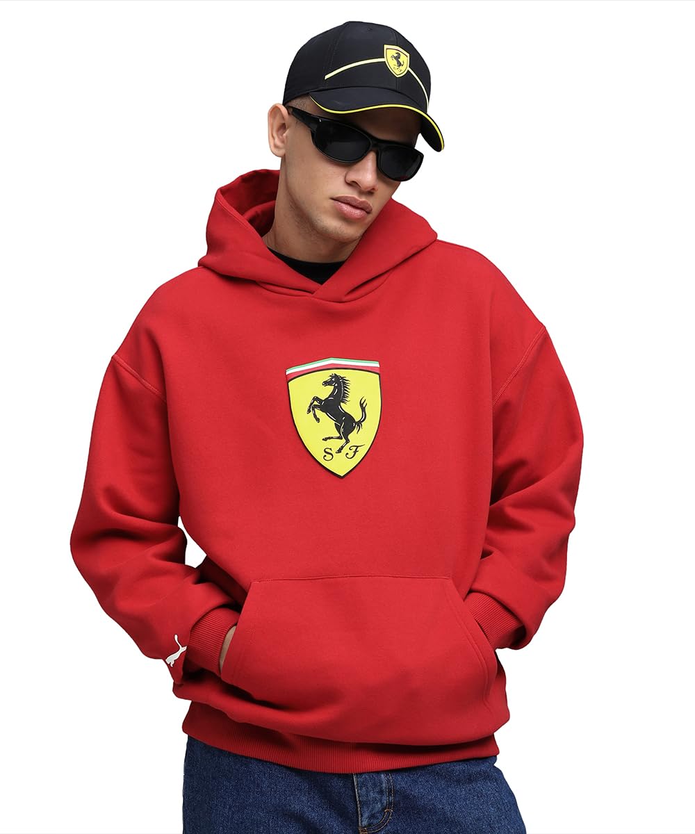 PUMA Scuderia Ferrari Mens Sportswear Shield Hoodie Red L