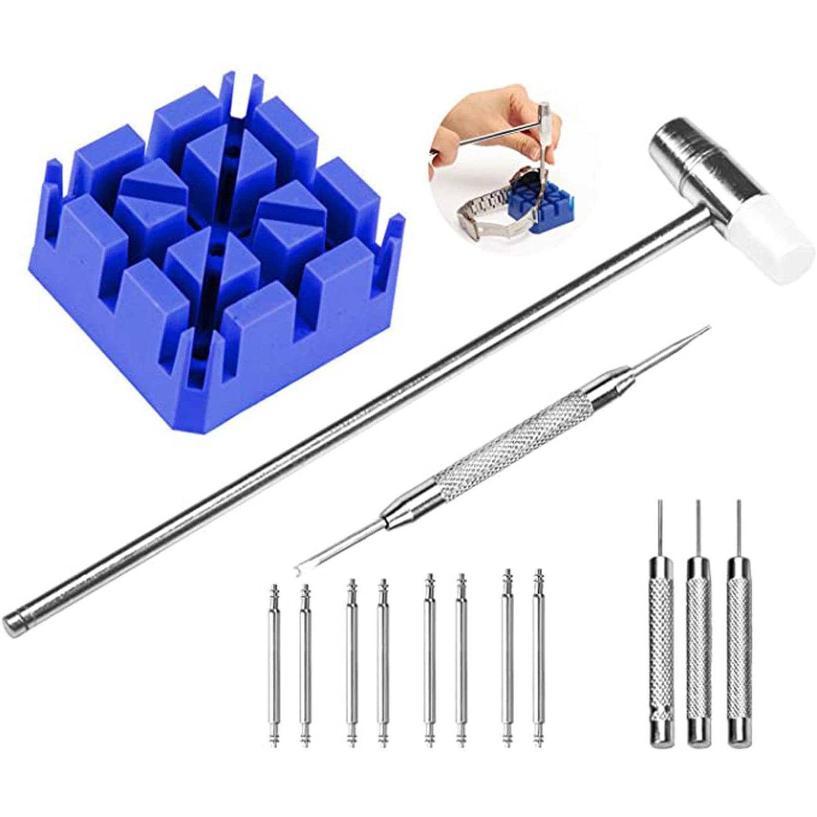 Watch Repair Kit - Link Removal and Band Adjustment Tool With Spring Bar Tool and Straps
