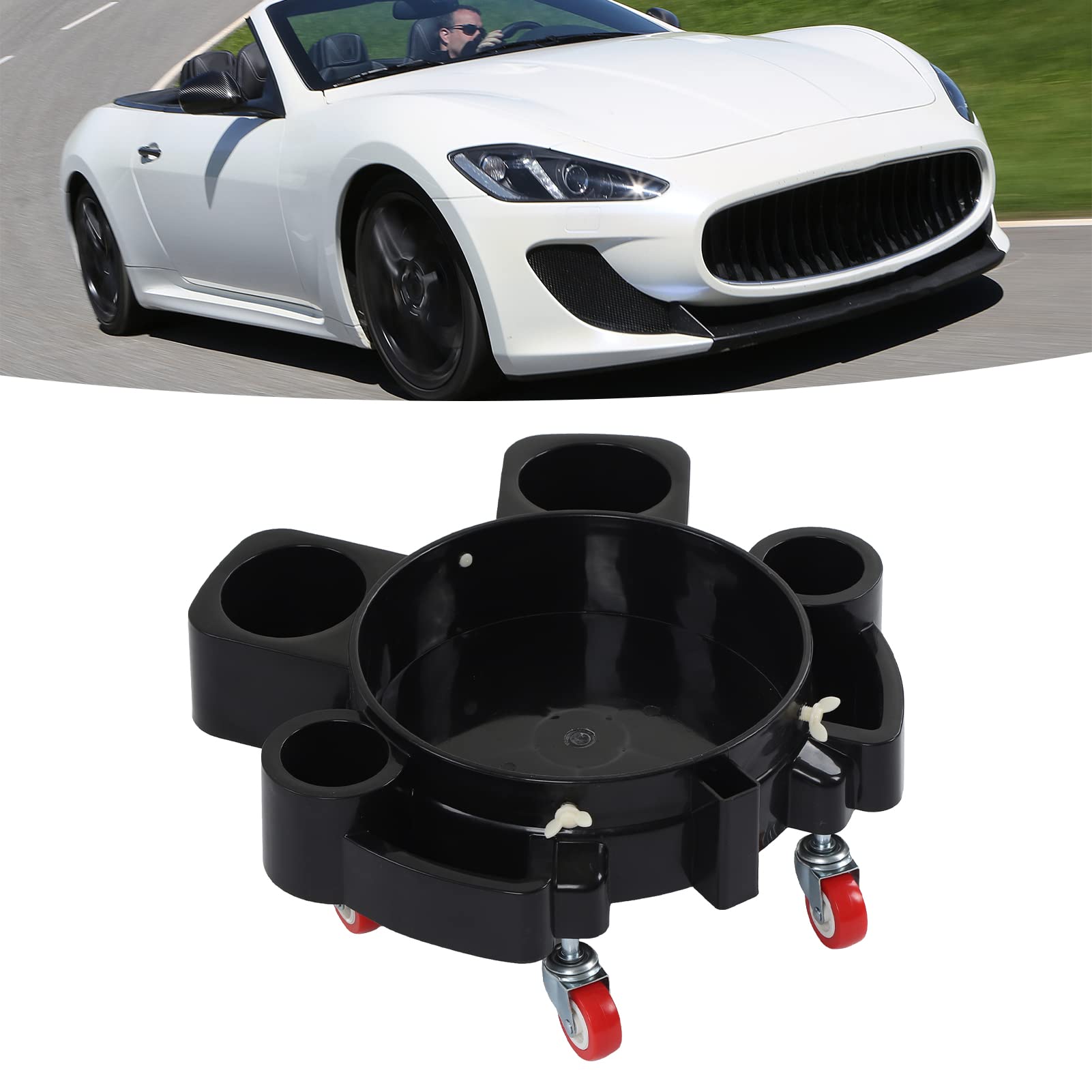 Autopflege-Eimer, Rolleimer-Dolly, Schwarz, multifunktionaler Rollwagen für die Autopflege-Waschanlage mit 5 robusten Lenkrollen