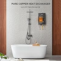 Vista 2 de CAMPLUX - Calentador de agua sin tanque de gas para interiores, 2.64 GPM, calentador de agua sin tanque de propano CM264, 68,000 BTU, agua caliente