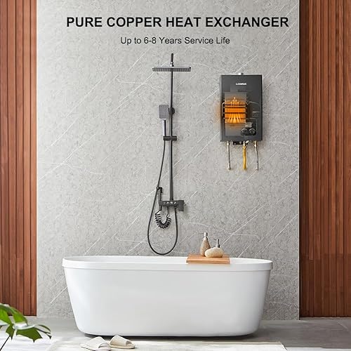 Miniatura 2 de CAMPLUX - Calentador de agua sin tanque de gas para interiores, 2.64 GPM, calentador de agua sin tanque de propano CM264, 68,000 BTU, agua caliente