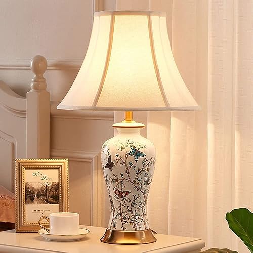 Miniatura 3 de Lámpara de Mesa Pintada Mariposa Cerámica Lámpara de Mesa China Antigua Jingdezhen Jarrón de Porcelana Dormitorio Lámpara de Mesita de Noche