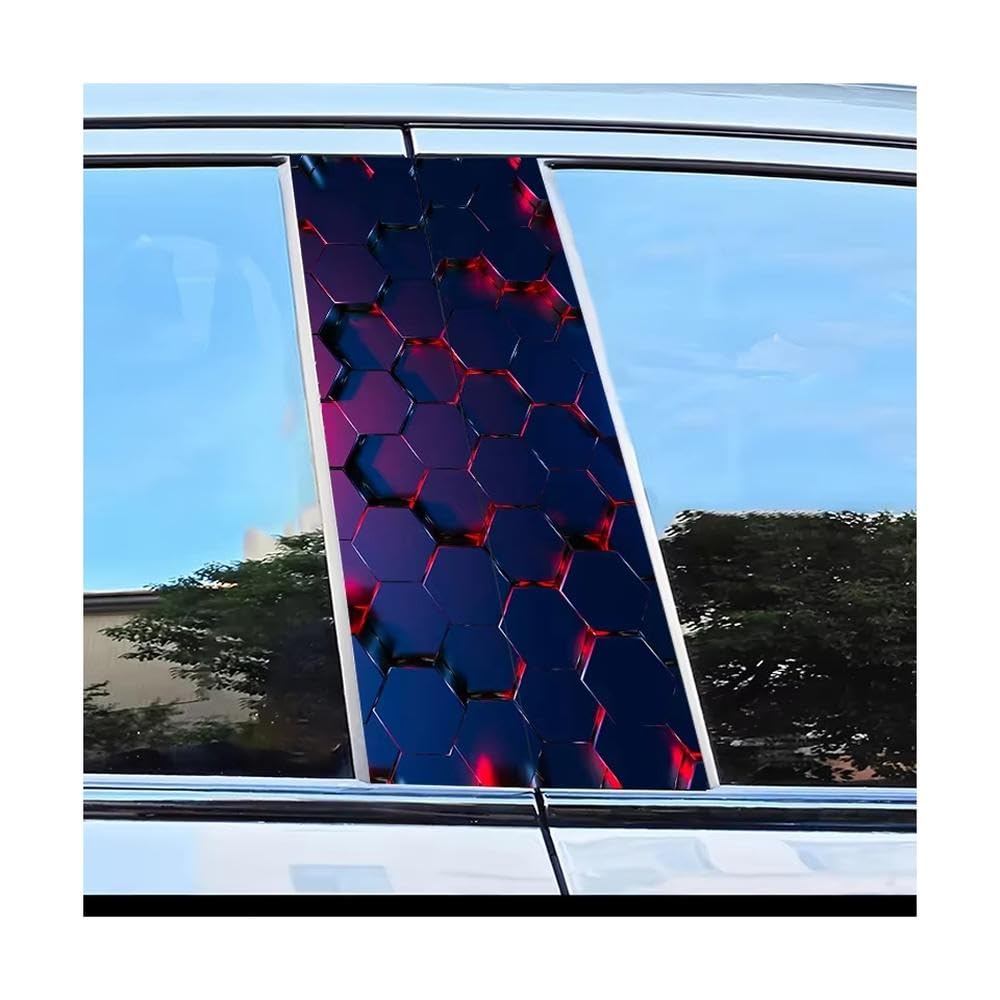 Dabhuoc One Color Car Parts 2 Pcs Car Window Pillar Stickers Honeycomb Pattern Scratch Resistant Film