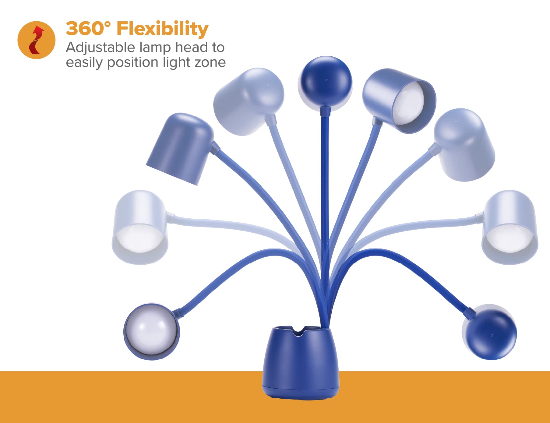 Office LED2105-NVY - Lámpara regulable con taza de almacenamiento, tres niveles de brillo, atenuador sensible al tacto, eficiencia energética, azul 6