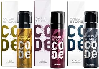 Wild Stone Code Gold, Iridium & Platinum No Gas Body Perfume Combo for Men, Pack of 3 (120 ml each)