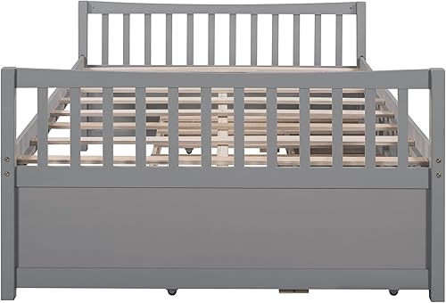 Miniatura 9 de Harper & Bright Designs Sofá cama de tamaño matrimonial con nido y cajones, cama de capitán con almacenamiento, marco de cama de plataforma