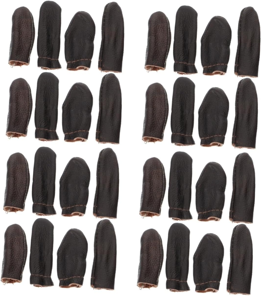 Lurrose 16sets DIY Leather Thimbles Finger Protectors for Sewing Knitting Durable Cowhide Finger Guards for Hand Protection Lightweight Portable Crafting Tools