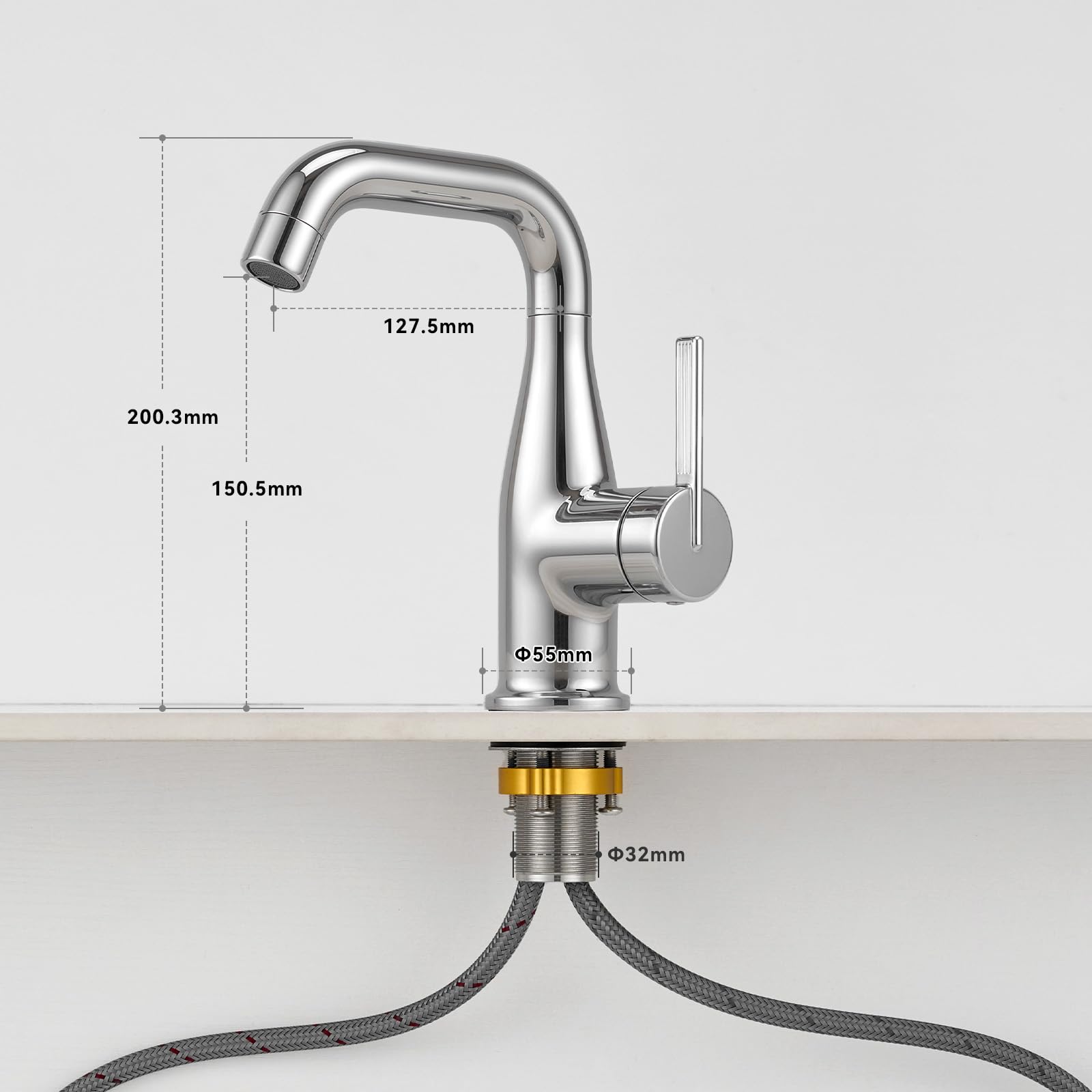 CECIPA Grifo lavabo función arranque frío para lavabos sobre encimera Cromo | Grifo de baño giratorio 360°, ahorro de energía y agua, sin plomo para seguridad, compatible con agua fría y caliente