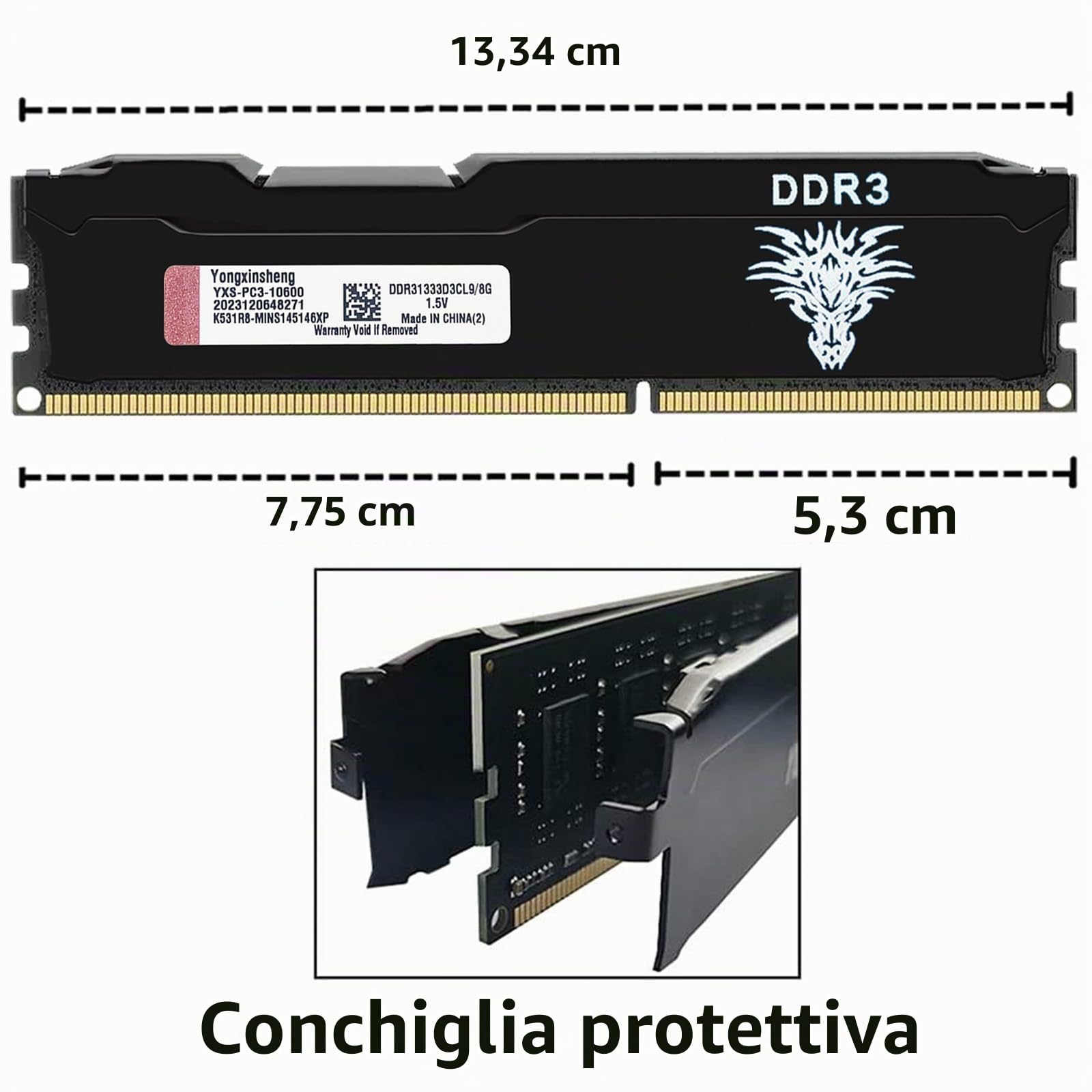 DDR3 16GB Kit (2x8GB) Desktop Ram 1333MHz PC3-10600 Dimm Non-ecc Unbuffered 1.5V 2Rx8 Dual Rank 240 Pin CL9 PC Computer Memory Udimm Componenti Memoria Upgrade Module Kit (Nero)
