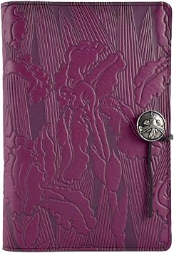 Purple Iris Flower American-Made Embossed Leather Writing Journal Cover | 6 x 9-inch + Refillable A5 Hardbound Insert Book