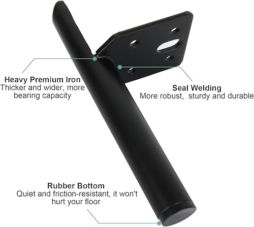 Miniatura 3 de 4 patas de metal para muebles, patas de sofá de 5 pulgadas de repuesto, patas de gabinete, patas negras modernas para muebles, patas de sofá con
