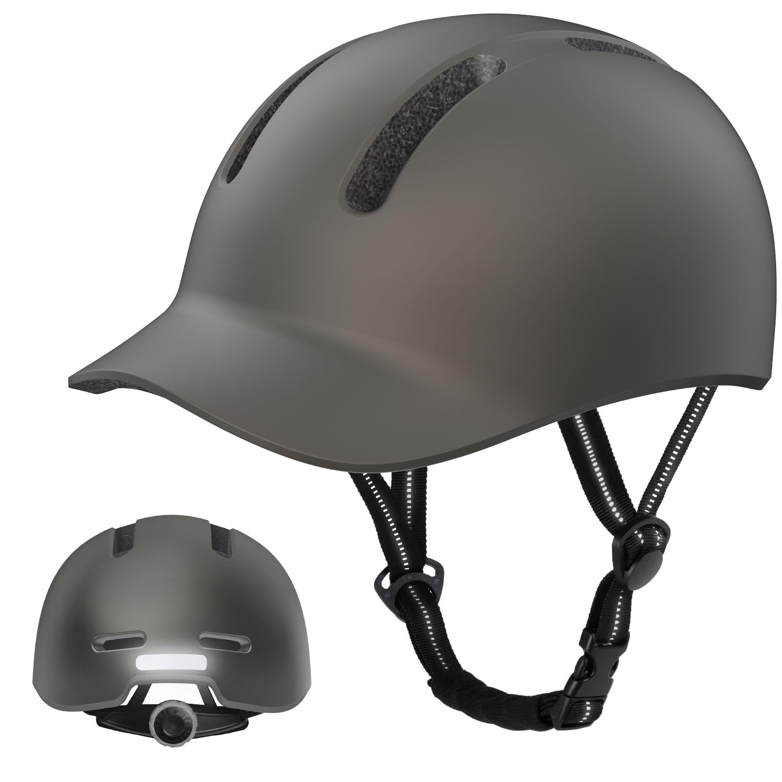 KINGLEAD Casco da bicicletta, Urban Commuter, elegante casco da bicicletta, da uomo e da donna, per ciclismo, trekking, city scooter, casco regolabile