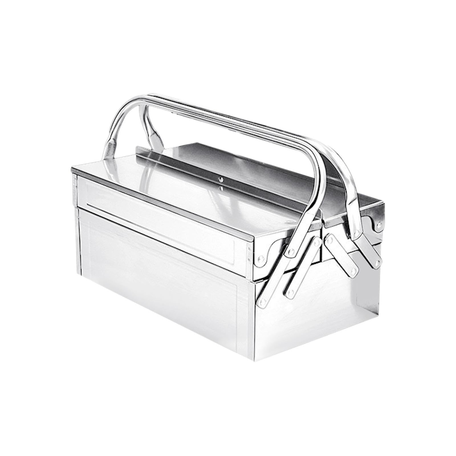 Scatola portautensili in Acciaio Inossidabile, Organizer per impieghi gravosi, con Maniglia Portatile, per Garage e Officina, Resistente all'Usura, con Chiusura e Maniglia Portatile.