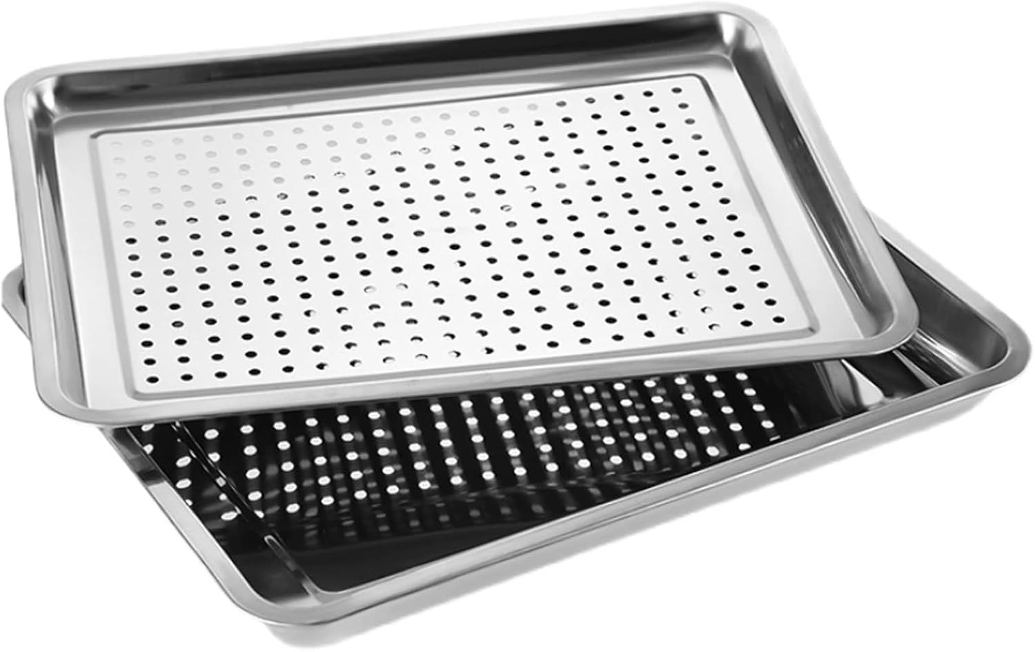 Drip Pan Water Tray 2 Pack Drainage Tray Stainless Steel Versatile Storage for Restaurant Kitchen Hold Fruit Tea(59.5x39.5cm/23x16in)