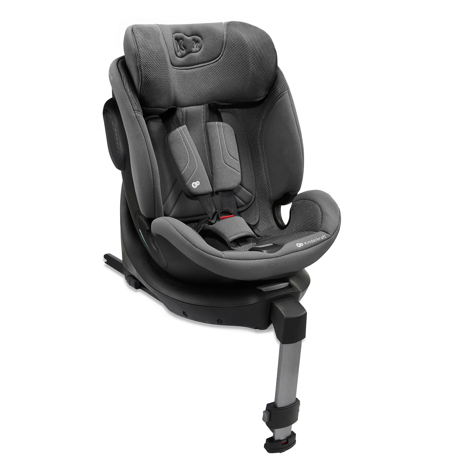 Kinderkraft XRIDER2 fotelik samochodowy 0-21 kg, rozmiar I-SIZE 40-150 cm, 360 cm, z podstawą ISOFIX, odchylany leżak, FWF, RWF, reclining, gris