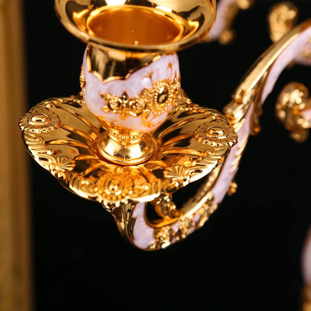 Kerzenständer Eleganter Metall Kerzenhalter Mehrarmiger Kandelaber Kunstvolle Candelabra Robuster Tischleuchter Modernes Trumpet Design für Hochzeiten, 3-Arm-Gold