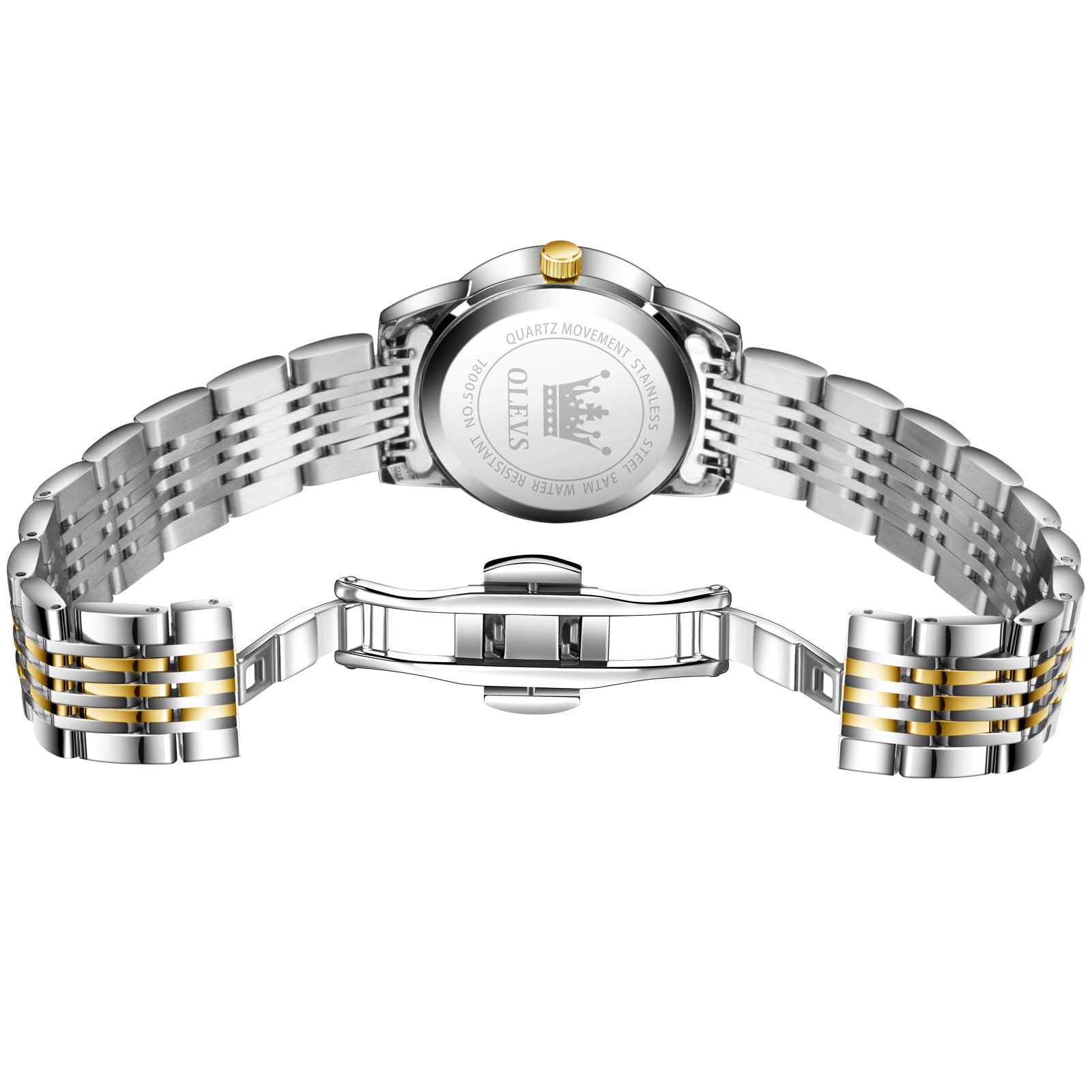 OLEVS Damen Uhr, Klassische wasserdichte Edelstahl Tagesdatum Kleine Armbanduhr Damen, Eleganze Rundes Zifferblatt Analog Quarz Leuchtende Damenuhr