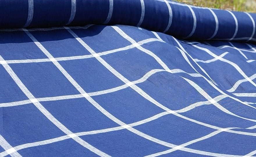 Miniatura 2 de Tela de lino 100% a cuadros azul marino, ligera y transpirable, ideal para ropa elegante y decoración del hogar