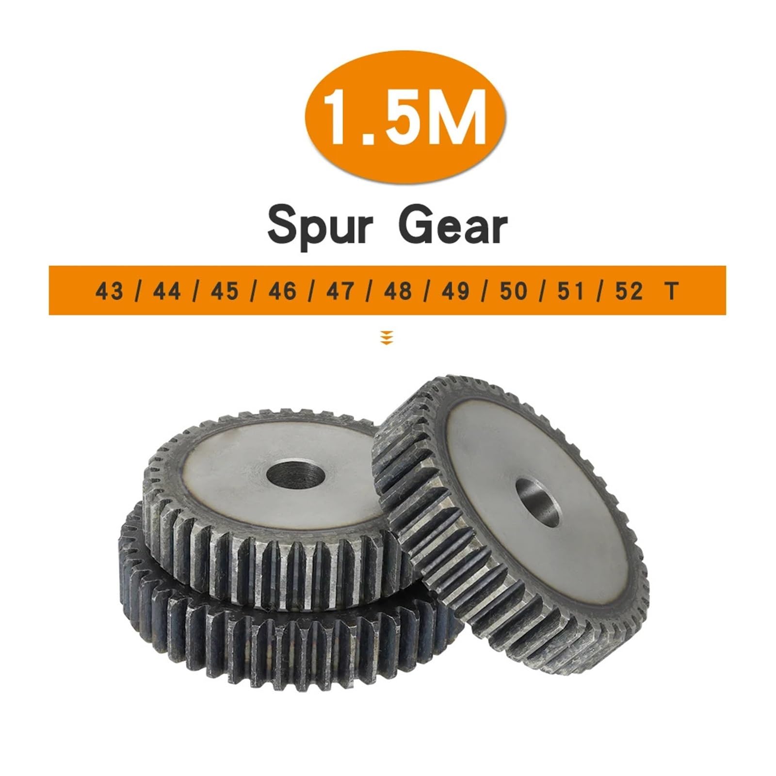 Bevel Gear Pinion Hardware Mechanical Cylindrical Gear 1.5M-43/44/45/46/47/48/49/50/51/52Teeth Carbon Steel Material Flat Gear High Frequency Quenching Teeth(1.5M49T - Bore 14 mm)