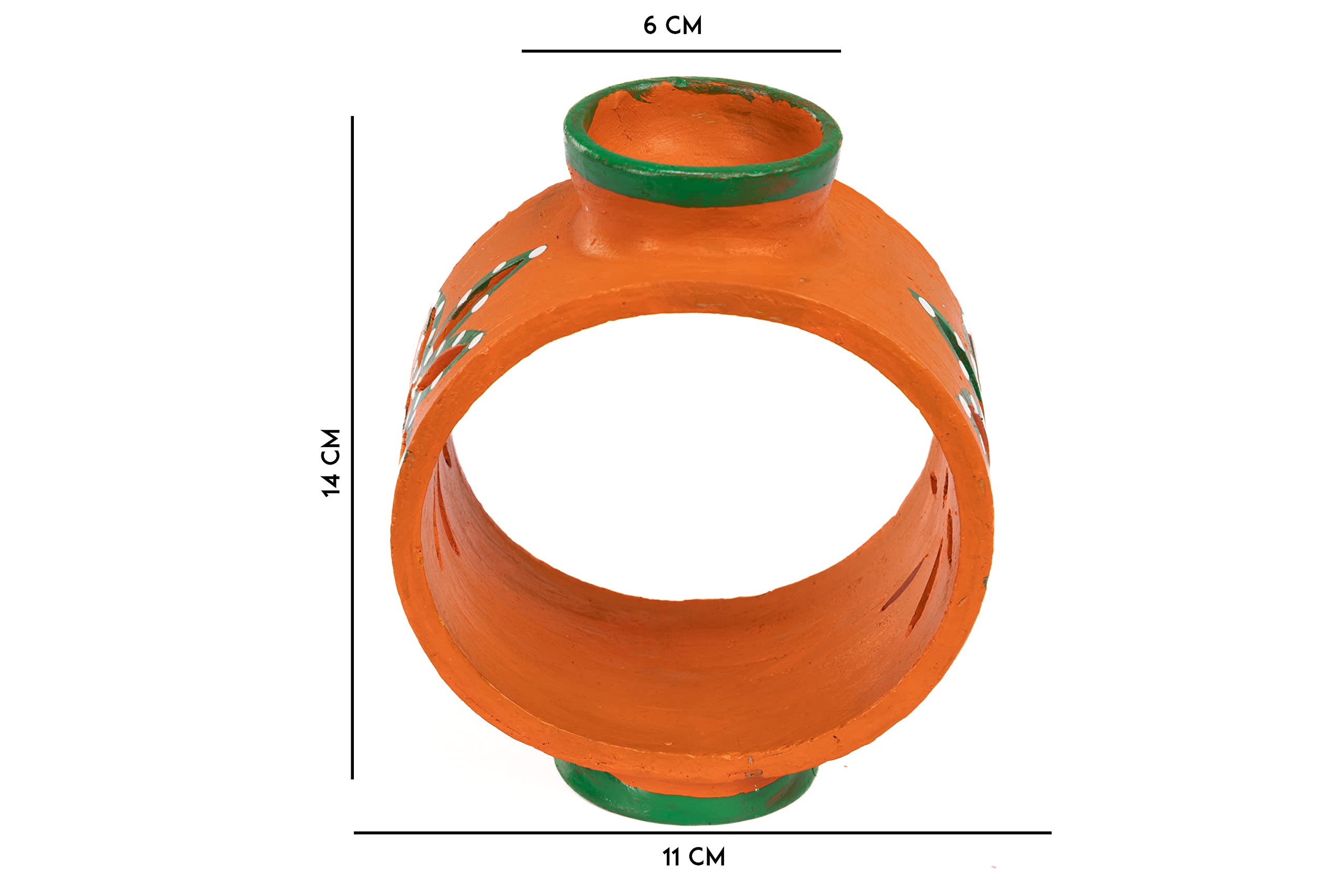 Karru Krafft Handcrafted Terracotta Oil Diffuser/Kapoor Diffuser/Loban Burner/Clay Sambrani Holder for Home Fragrance, Home Decor, Pooja Decor, Navaratri Decor, Diwali Dcor (Orange) - Image 2 thumbnail