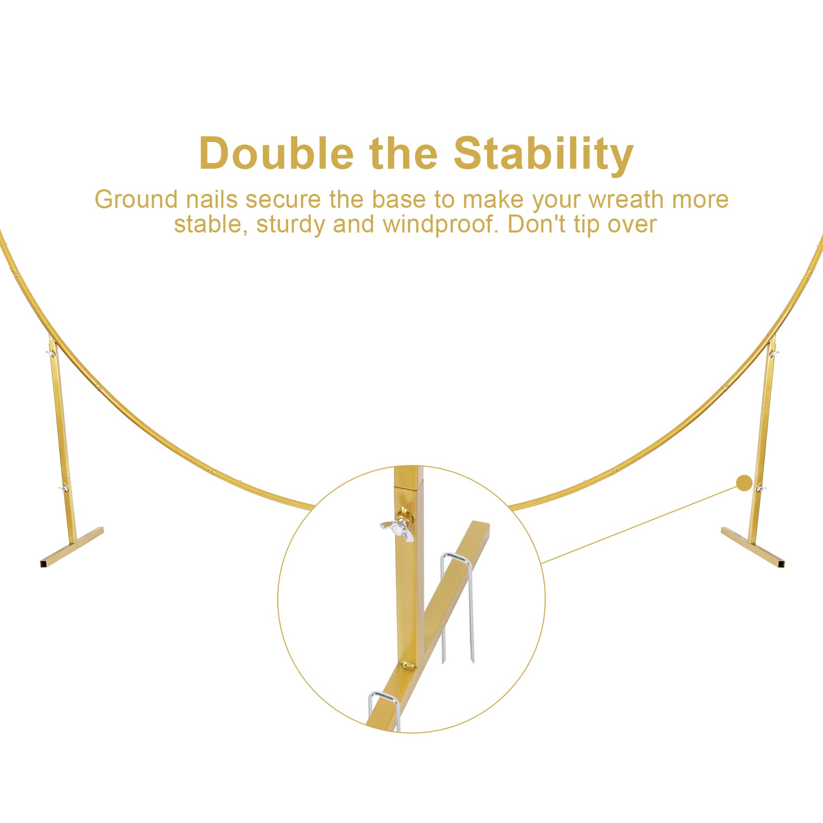 Fogein 7.3ft Round Backdrop Stand, Stable Circle Balloon Arch Frame, Metal Circle Arch Stand for Wedding Birthday Party Baby Shower Decoration(Gold)