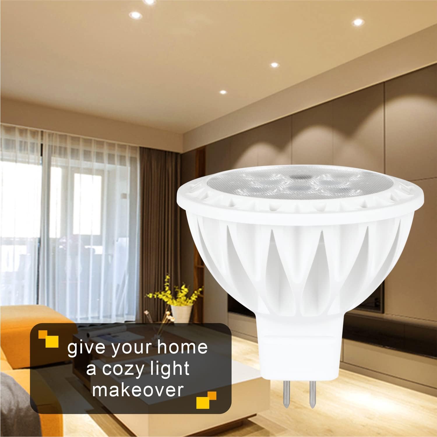 MR16 LED Bulb Soft White 2700K 50W Equivalent 12V GU5.3 Bi Pin Base LED Spotlight 38 Degree 450 Lumens , 6-Pack