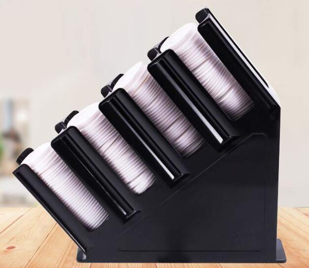 Langlin Black 4 Compartment Disposable Coffee Cup Dispenser Cup Holder Cup Lid Storage Organizer For Coffee Shops Juice Shops Buffets Restaurant