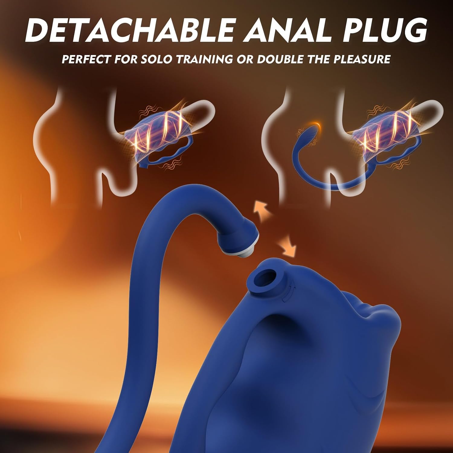 Penis Vibrator Male Masturbator with Detachable Butt Plug and Cock Ring, Hands Free Mens Vibrator Male Stroker for Penis Training, Vibrating Sex Toys for Men Penis Trainer with Small Anal Plug