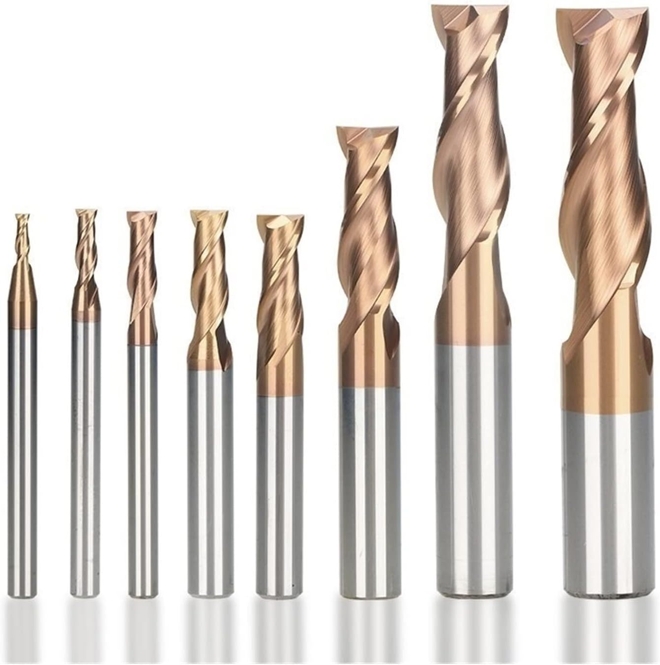 8pcs CNC Carbide End Mills 2-12mm Square Nose End Mill Tungsten Machine Cutter Tools Metal Steel CNC Router Bit for Wood Metal