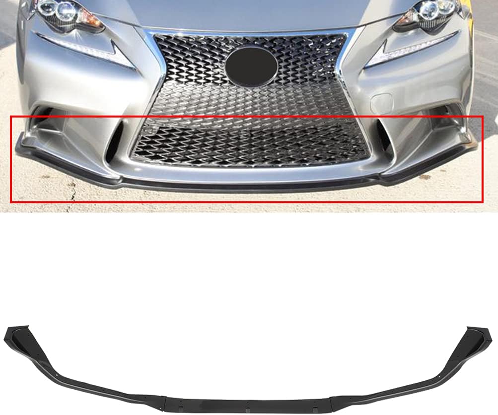 3Pcs Front Bumper Lip for Lexus for IS200t 2.0L 2016/IS300 3.5L 2016,for Lexus for IS250 2.5L 2014-2015/S350 3.5L 2014-2016, Front/Lower, PP/Glossy Black Air Dam Deflector