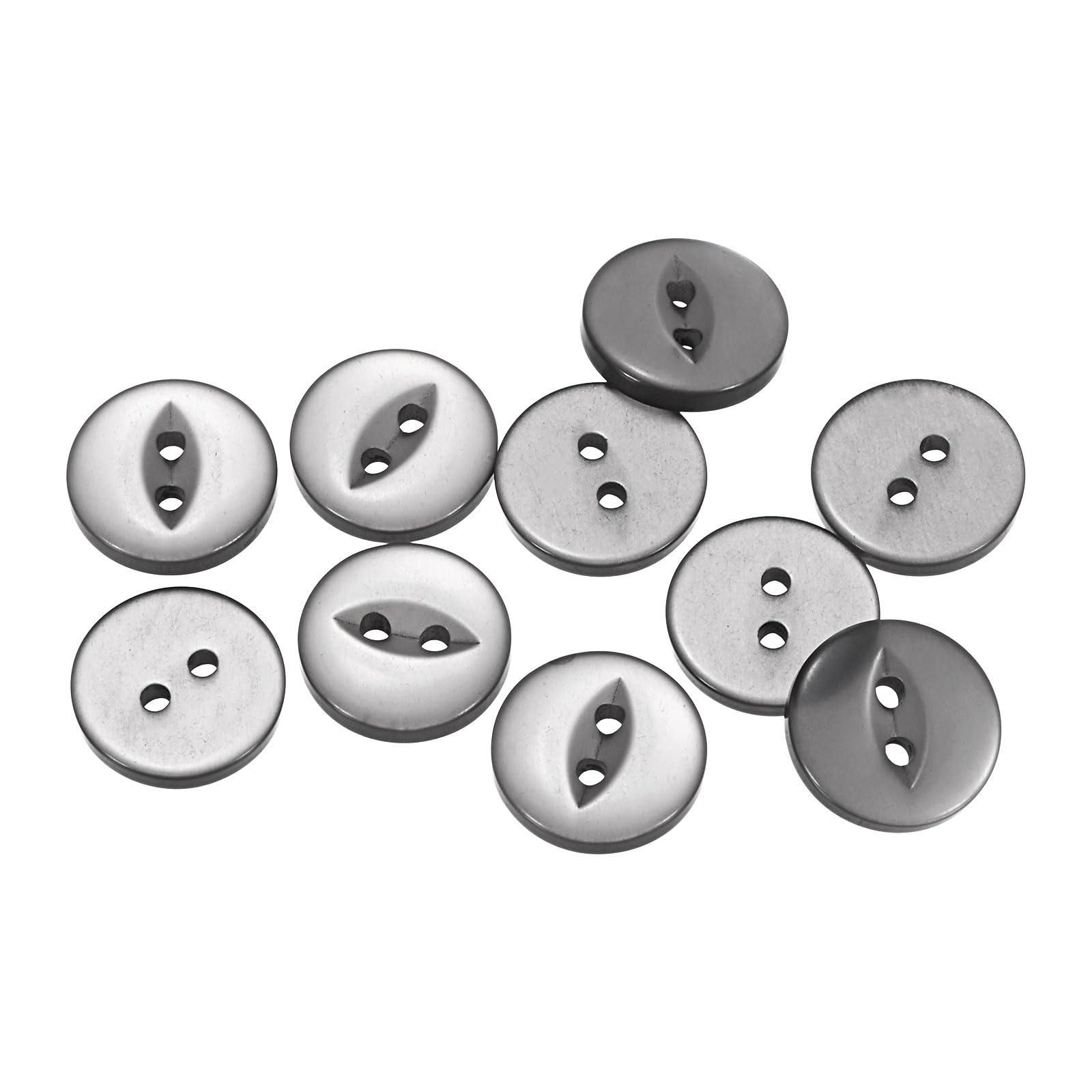 HARFINGTON 10 botones de costura redondos grises de 24 L de 15 mm, resina de 2 agujeros, botón de repuesto para manualidades, pantalones, vestidos, faldas, ropa, botones de cierre