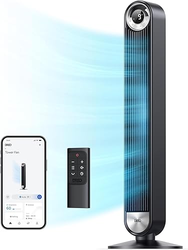 Miniatura 2 de Dreo Ventiladores de torre inteligente para el hogar, 90 oscilante para dormitorio, control de voz con temporizador, ventilador de torre para