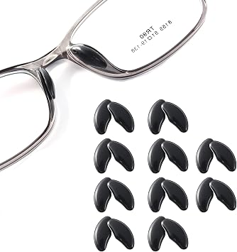 10 Pairs Adhesive Glasses Nose Pads, Pea Shape Stick on Anti-Soft Silicone, Adhesive Nose Pads Glasses for Glasses, Eyeglasses and Sunglasses 10 Pairs Black