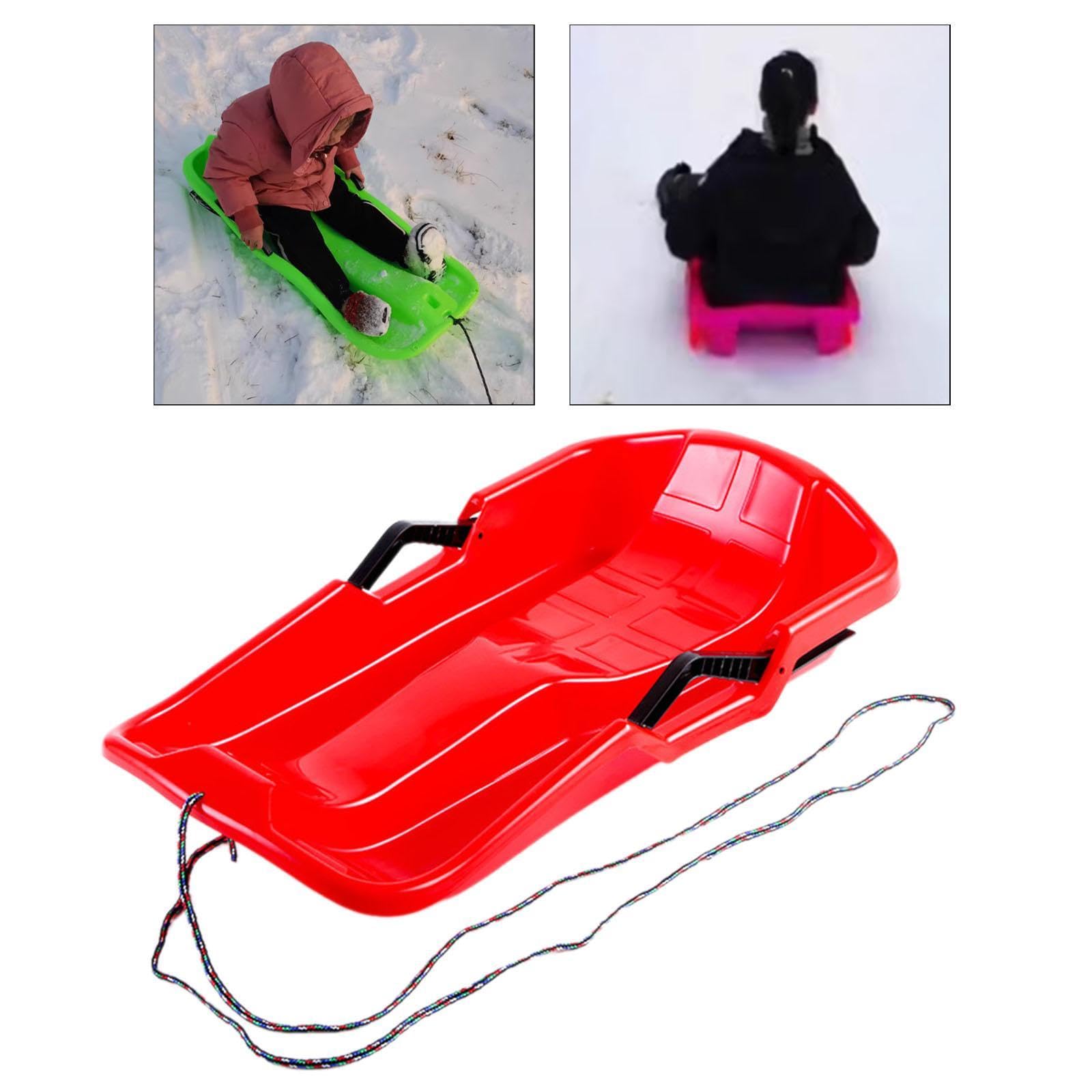 Luge à Neige avec Corde et Frein pour Activités de Plein Air, Rouge