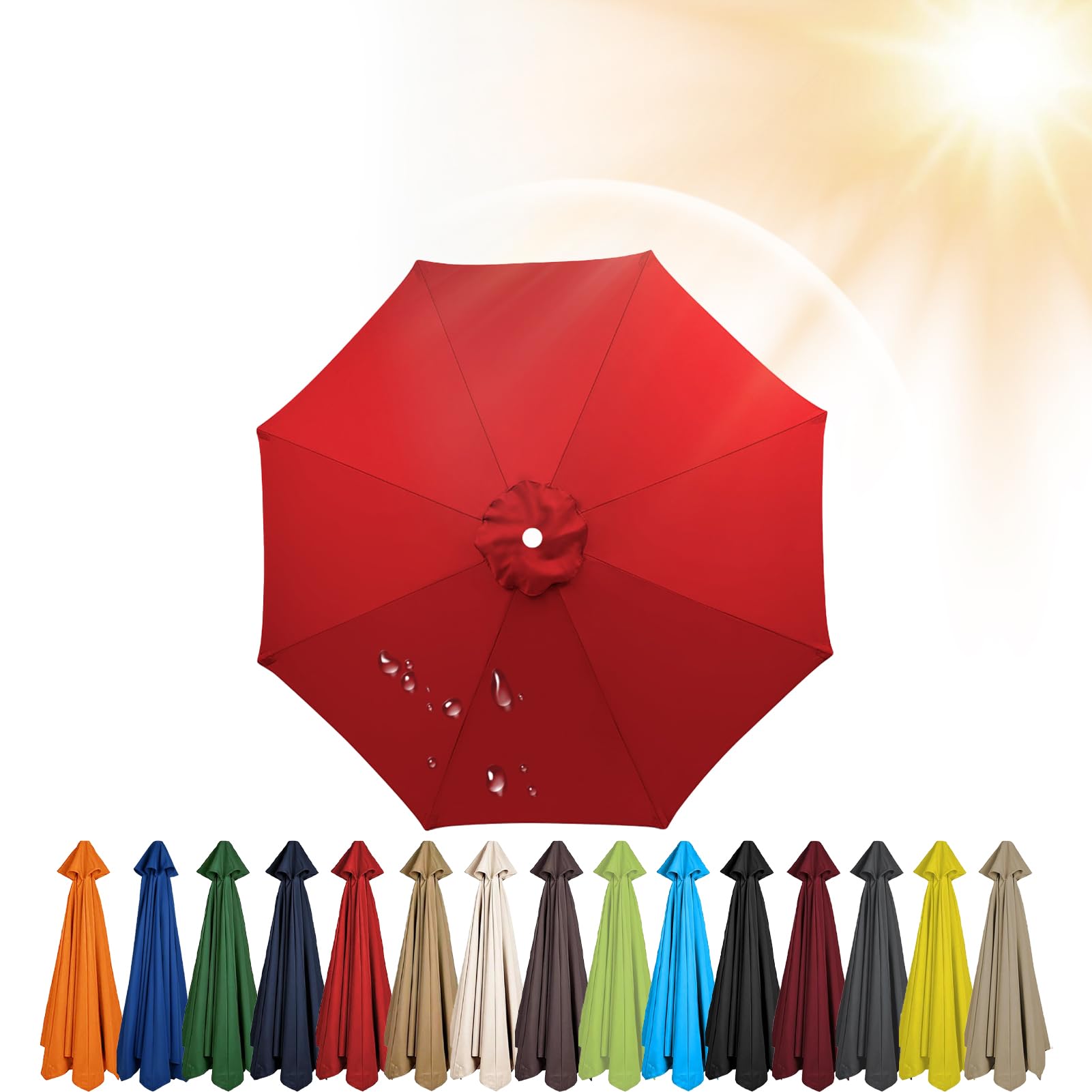 3.5m/3.0m/2.8m/2.7m/2.5m/2.3m/2m Umbrella Replacement Parasol Canopy, 6/8 Ribs Sun Umbrella Replacement Cloth For Patio/Beach/Backyard Parasol Fabric Canopy Cover (Red,6ribs-300cm) โ image 1