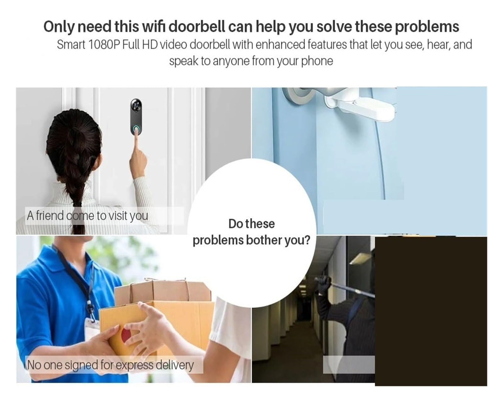 Campanello video intelligente, Videocitofono Smart Home Rilevazione Supporto Campanello per casa intelligente