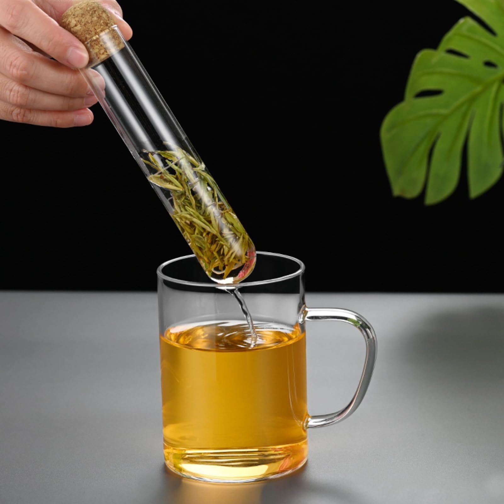 2 Pezzo Colino da Tè in Vetro, Infusore per il Tè con Sughero, Filtro
