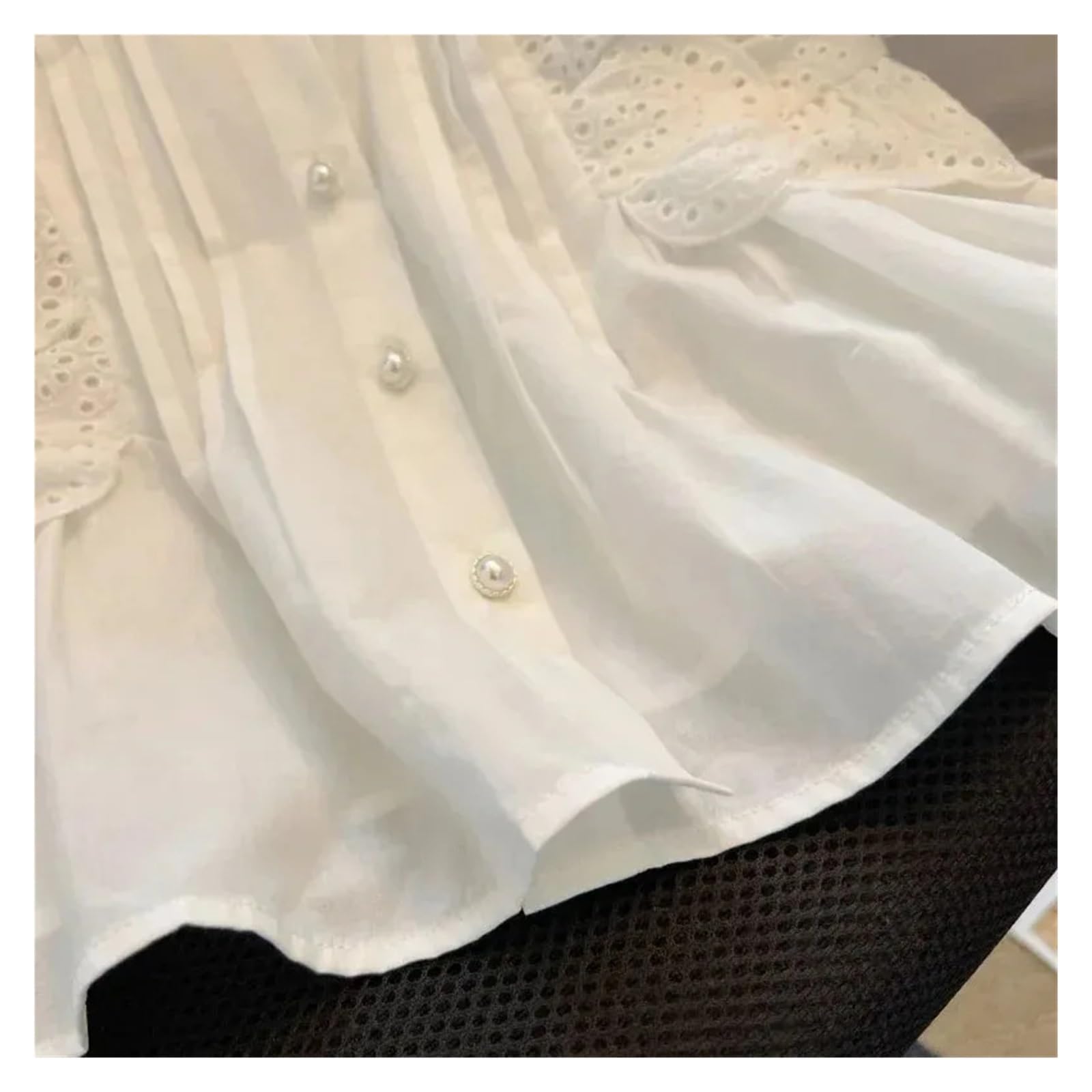 Camisola Entallada Mujer Blusa de Verano con Encaje Dulce for Mujer, Cuello Redondo, Chaleco con Volantes, Elegante Blusa sin Mangas, Informal, Blanca, for Mujer